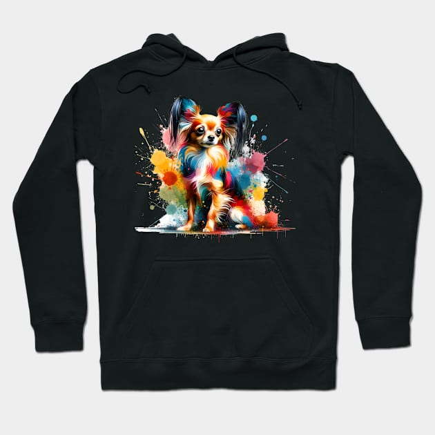 Russian Toy Dog in Colorful Abstract Splash Art Hoodie by ArtRUs